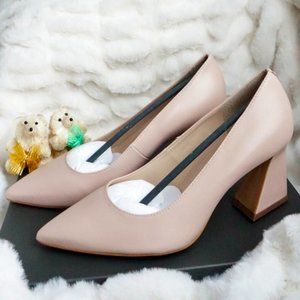 NEW Vince Camuto Hailenda Pointed-Toe Flare-Heel Pumps, Soft Blush, Women Size 7